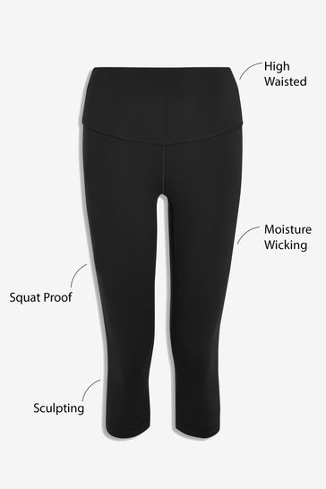 Black - Tummy Control High Waisted Cropped Sculpting Leggings