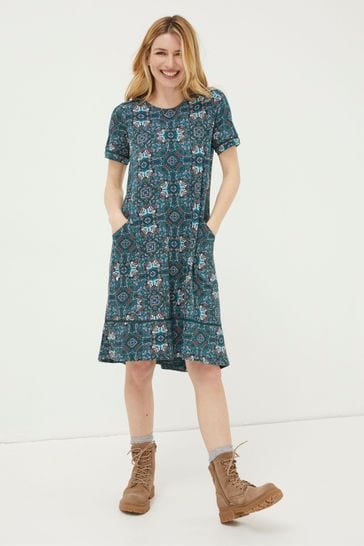 Buy FatFace Green Simone Mirrored Floral Jersey Dress from Next Poland