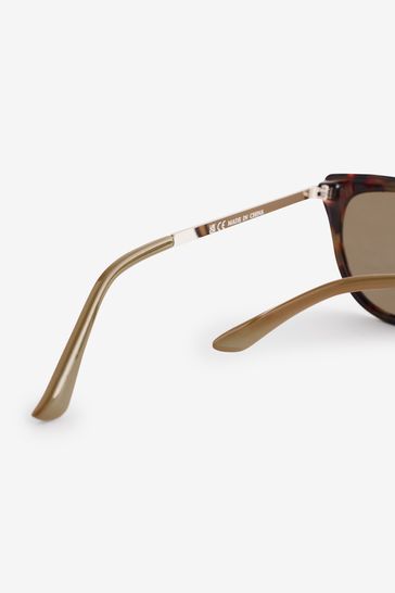 Brown Cream Polarised Cat Eye Sunglasses