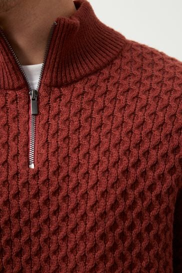 Buy Burgundy Red Regular Helix Zip Neck Jumper from Next Germany