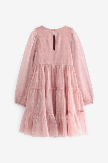 Mint Velvet Pink Heart Mesh Dress