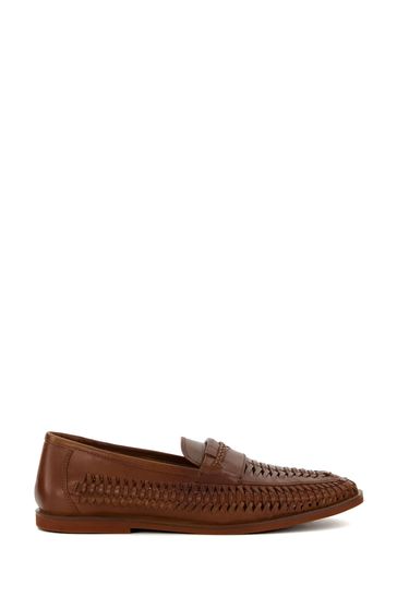 Dune London Brickles Woven Brown Moccasin