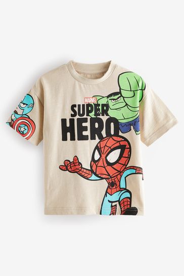 Ecru Marvel Superhero Short Sleeve T-Shirt (9mths-8yrs)