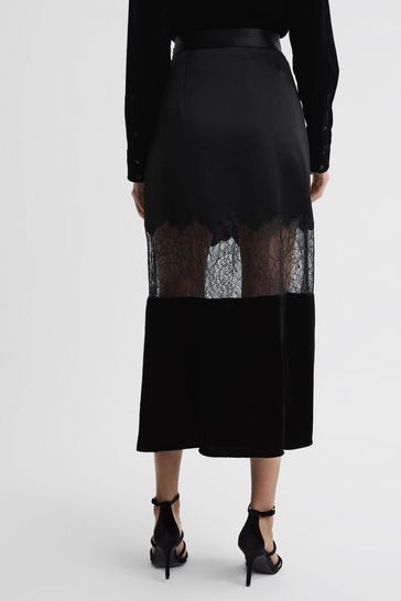 Silk fitted midi skirt top
