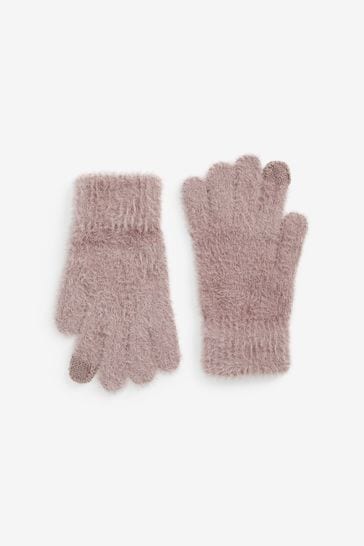 Mink Brown Fluffy Gloves (3-16yrs)