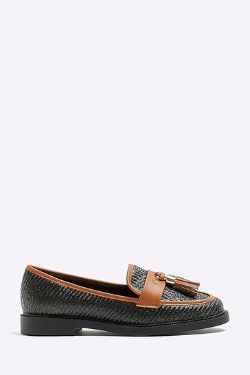 River island top black tassel loafers