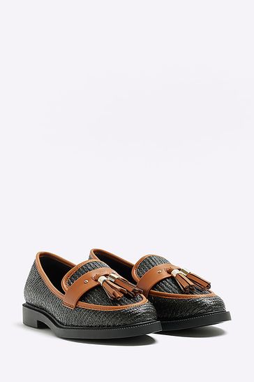 River island black tassel loafers hotsell