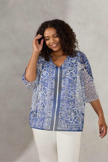 Blue store batwing top