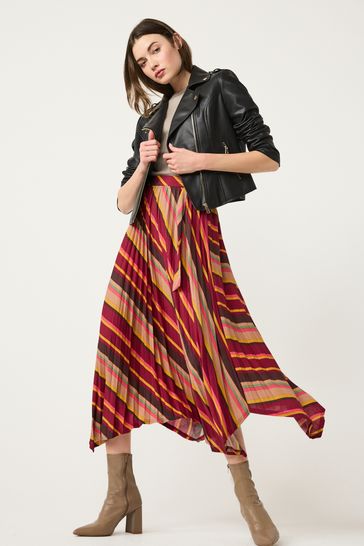 Pleated asymmetrical skirt red cheap