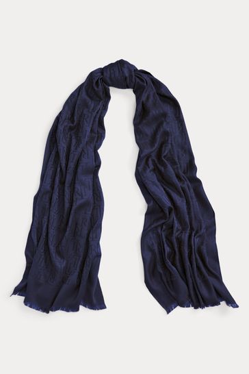 Buy Lauren Ralph Lauren Logo Jacquard Cotton Blend Wrap Scarf from Next Luxembourg