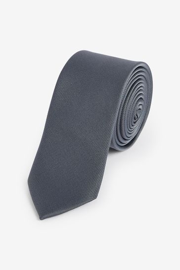 Grey Slim Twill Tie