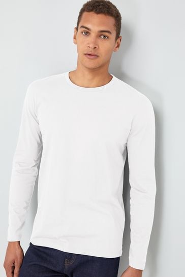 Buy White Long Sleeve Crew Neck T-Shirt from Next United Arab Emirates
