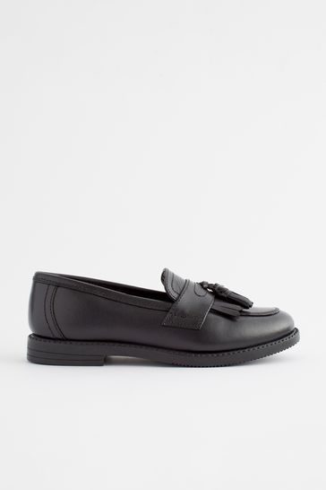 Buy Matt Black Leather Tassel Loafer School Shoes from Next Kazakhstan