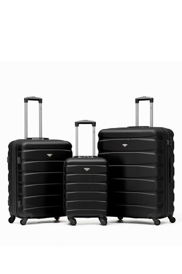 Flight Knight Black Set of 3 Hardcase Large Check in Suitcases and Cabin Case