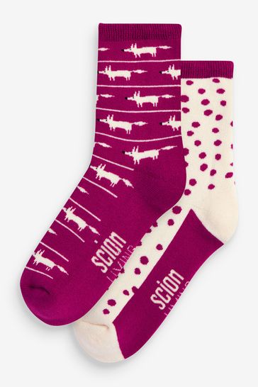 Magenta Mr Fox Scion at Next Welly Ankle Socks 2 Pack