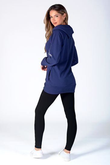 Navy longline hoodie top