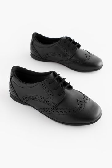 Buy Matt Black Narrow Fit E Leather Brogue Lace Up School Shoes from Next Bahrain
