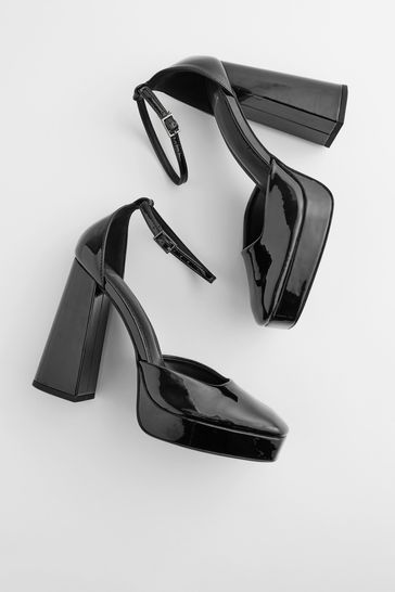 Black square heel shoes on sale