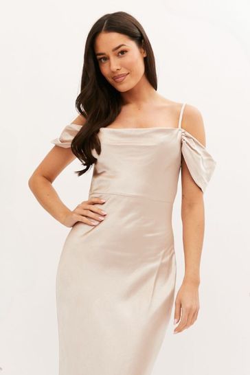 Buy Style Cheat Cowl Neck Maxi Satin Bridesmaid Dress Next