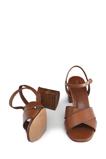 Buy Radley London Cherry Garden Pier Brown Crossover Block Heeled