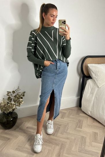 Style Cheat Green Hope knitted High neck Jumper