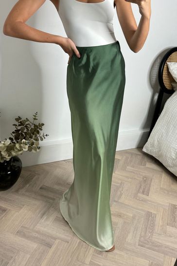 Style Cheat Green Evelyn Ombre Maxi Skirt