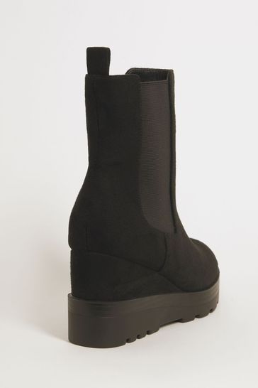 Black wedge ankle 2025 boots wide fit