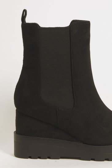 Buy Simply Be Black Chelsea Wedge Ankle Boots In Wide Fit from