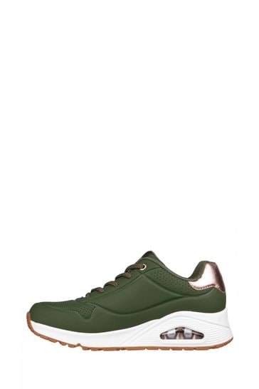 Skechers Green Uno Shimmer Away Womens Trainers