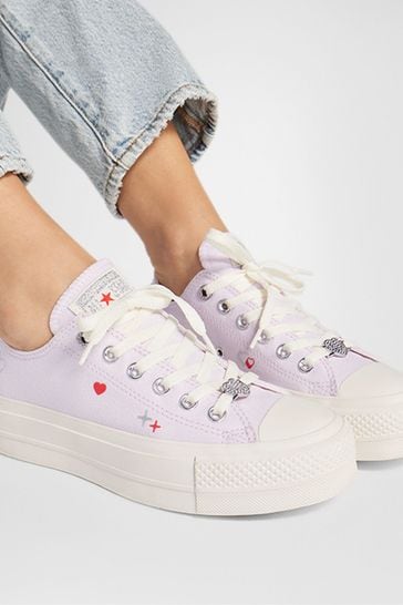 Converse Purple Heart Embroidered Ox Lift Trainers