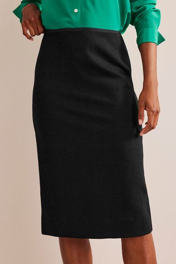 Boden Black Stretch-Jersey Midi Skirt