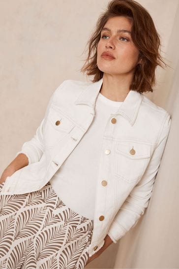 Mint Velvet Fitted Denim White Jacket
