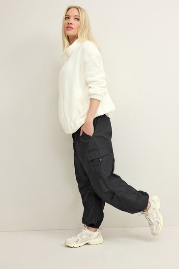 Ecru White Maternity Teddy Borg Jacket With Removable Panel