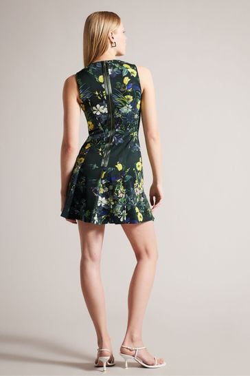 Buy Ted Baker Green Lexiya Printed Neoprene Skater Dress from Next