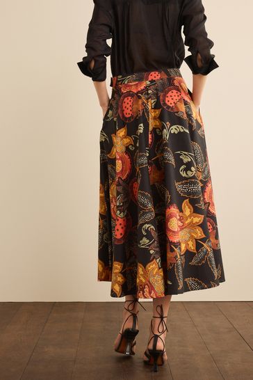 Floral midi skirt 100 hot sale