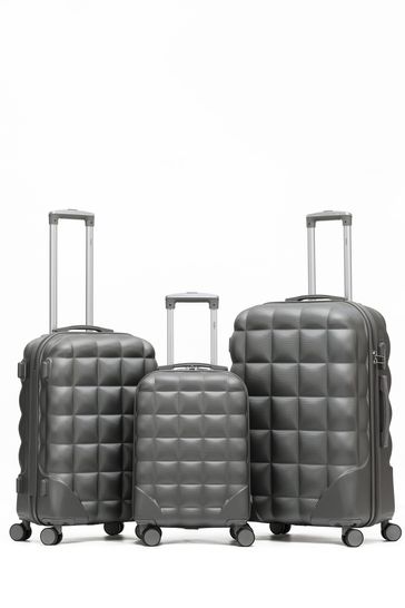 Flight Knight Hardcase Large Check in Suitcases and Cabin Case Black/Silver Set of 3