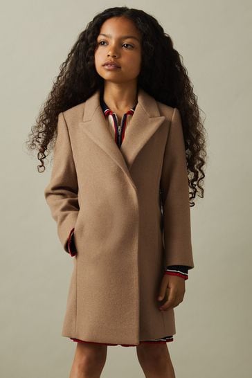 Buy Reiss Camel Harlow Junior Mid Length Wool Blend Coat from Next USA