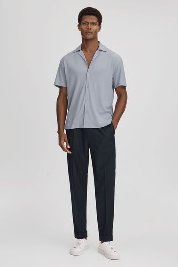 Buy Reiss Hunt Textured Crepe Cuban Collar Shirt from Next Netherlands