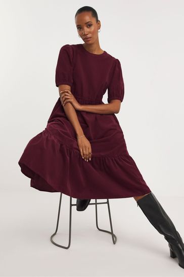 Buy JD Williams Wine Baby Cord Tired Midaxi Dress from Next Ireland