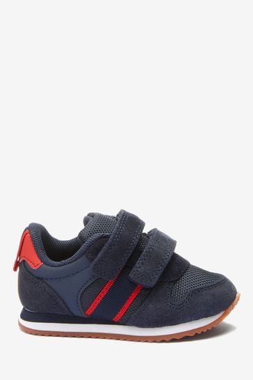 Navy/Red Wide Fit (G) Double Strap Trainers