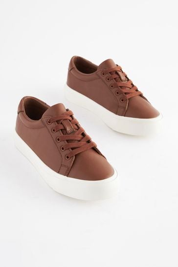 Tan Brown Lace-Up Shoes