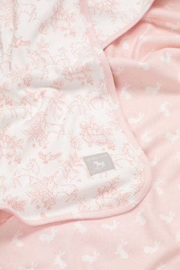 The Little Tailor Pink Baby Soft Jersey Easter Bunny Print Blanket