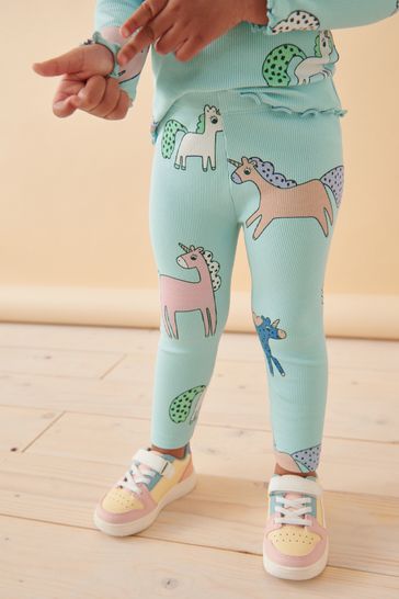 Buy Blue Unicorn Rib Jersey Leggings 3mths 7yrs from Next Bahrain