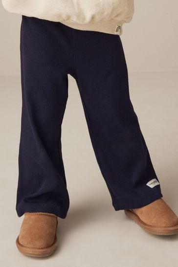 Navy Ribbed Wide Leg Trousers (3mths-7yrs)
