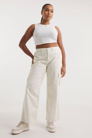 Simply Be Cream Cargo Utility Trousers