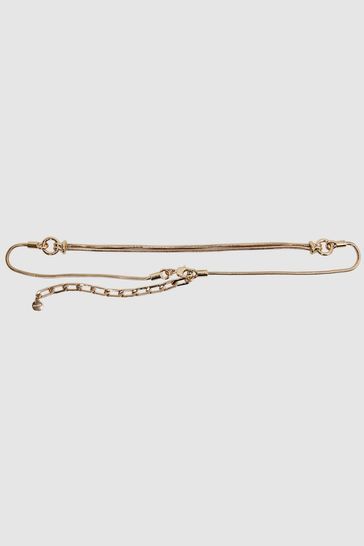 Reiss Gold Isobel Adjustable Snake Chain Belt
