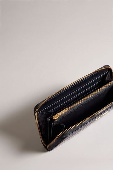 Buy Ted Baker Croken Black Imitation Croc Zip Around Large Purse
