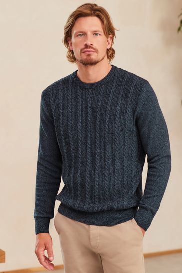 Buy Navy Blue Regular Cable Crew Neck Jumper from Next Ireland