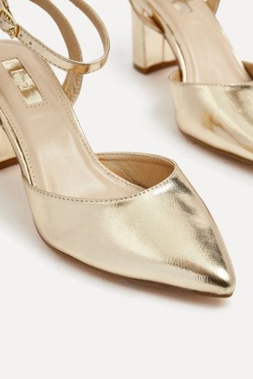 White and gold new arrivals block heels
