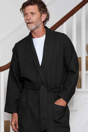 Buy Savile Row Company Cotton Waffle Black Dressing Gown from Next